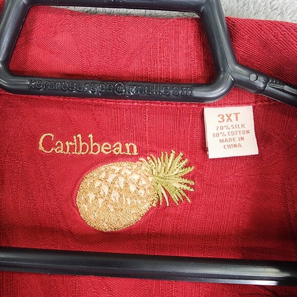 Men's Red Caribbean Shirt Hawaiian Short Sleeve Button Up Size 3XT - Picture 5 of 9
